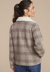 Plaid Sherpa Collar Jacket, , small