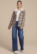 Plaid Sherpa Collar Jacket, , small