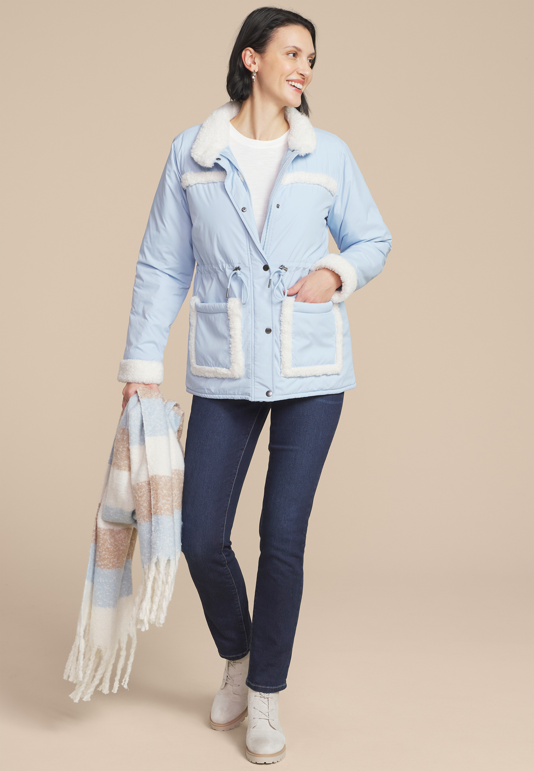 Sherpa Trim Puffer Jacket