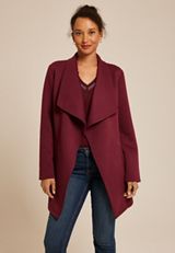 Ribbed Waterfall Cardigan, TAWNY PORT, small