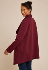 Ribbed Waterfall Cardigan, TAWNY PORT, small