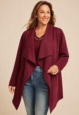 Plus Size Ribbed Waterfall Cardigan, C5212, small