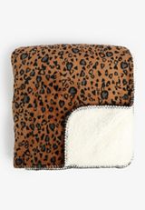 Leopard Fleece Sherpa Throw Blanket, NATURAL MULTI, small