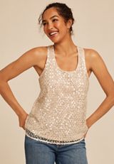 Studio Y Sequin Racerback Tank Top, C727, small