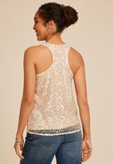 Studio Y Sequin Racerback Tank Top, C727, small