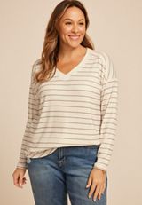 Plus Size 24/7 Berkley Striped Long Sleeve Tee, C6251, small