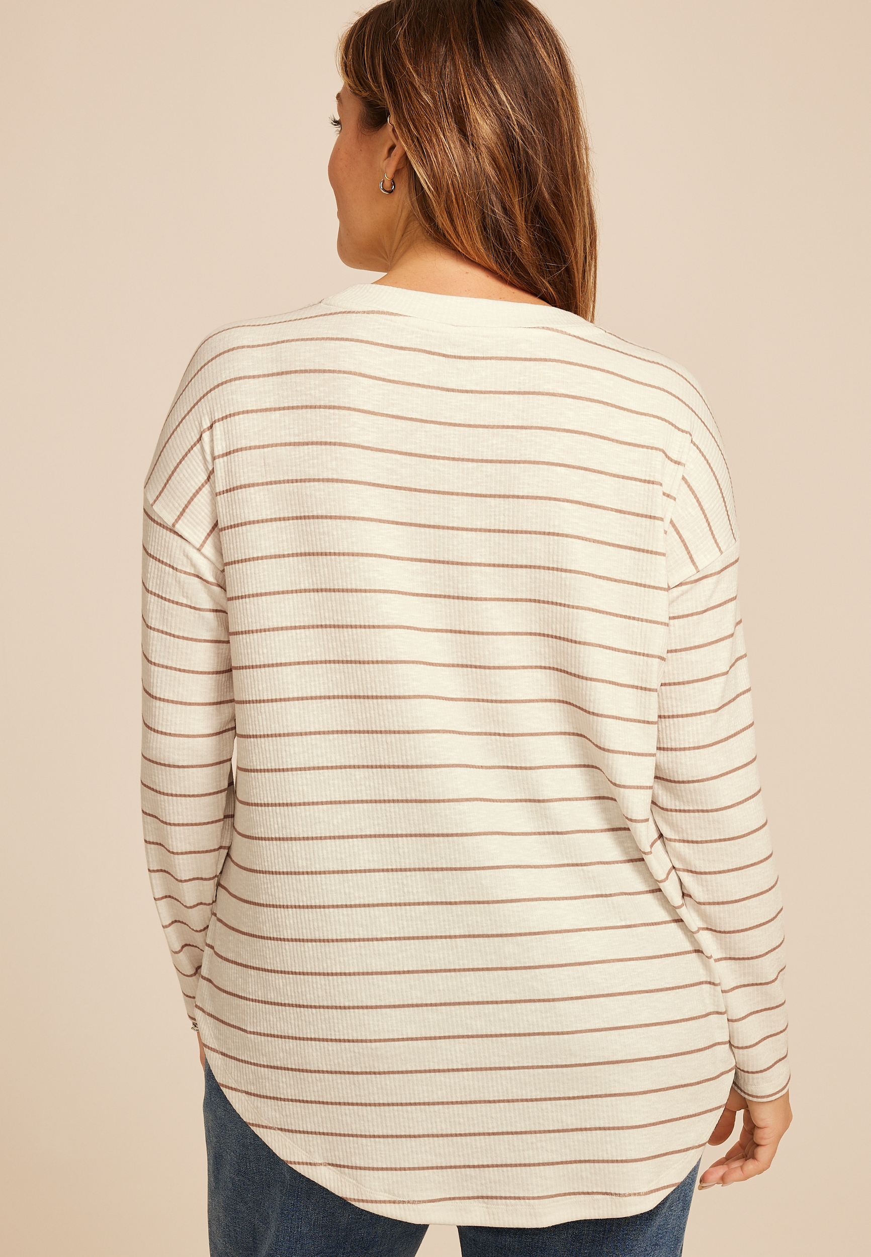 Plus Size 24/7 Berkley Striped Long Sleeve Tee, C6251, large