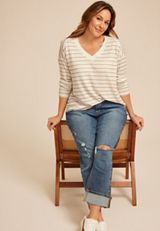 Plus Size 24/7 Berkley Striped Long Sleeve Tee, C6251, small