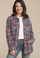 Plaid Shacket, GRAY COMBO, small