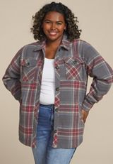 Plus Size Plaid Shacket, C1755, small