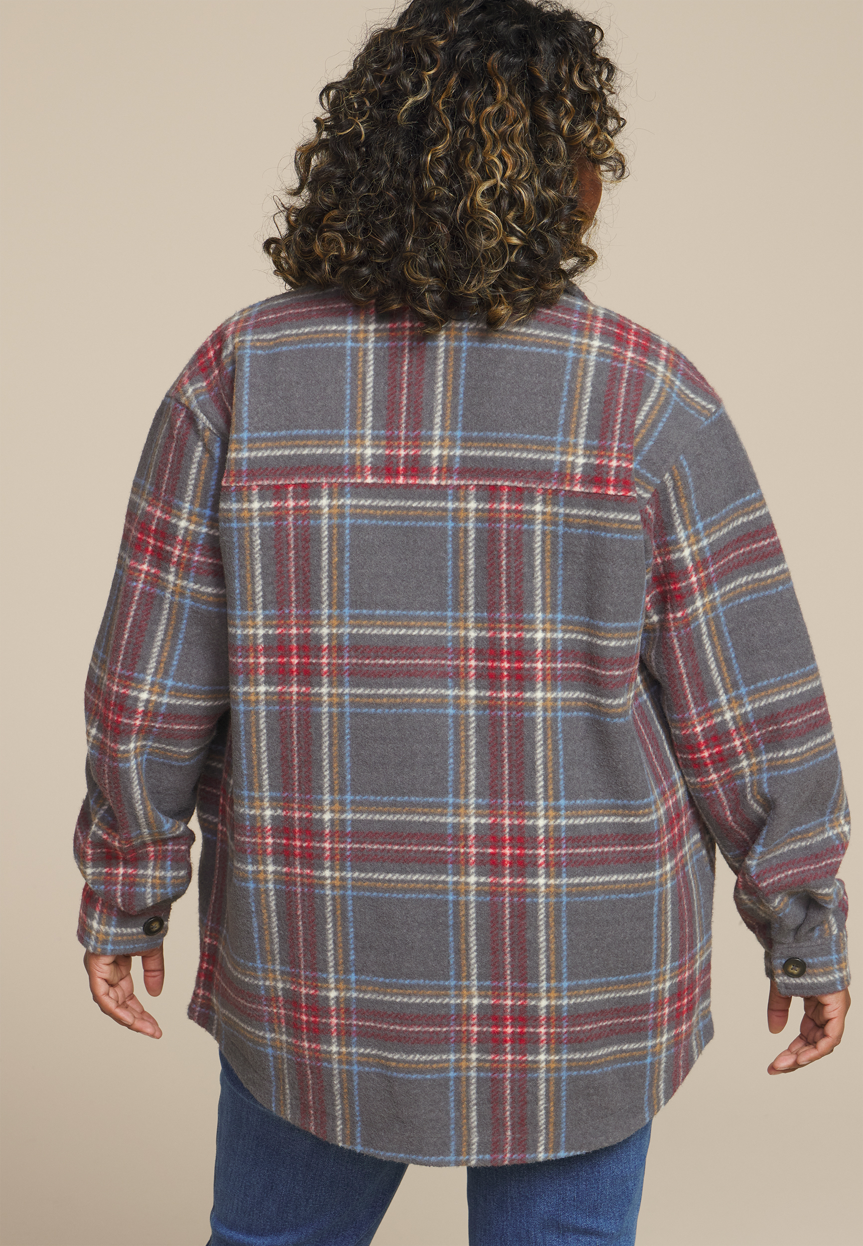 Plus Size Plaid Shacket, C1755, large