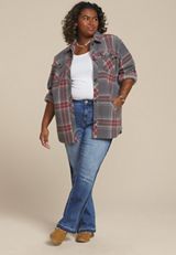Plus Size Plaid Shacket, C1755, small