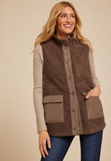Sherpa Snap Button Vest, , small