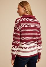 Geometric Nordic Quarter Zip Sweater, C5032, small