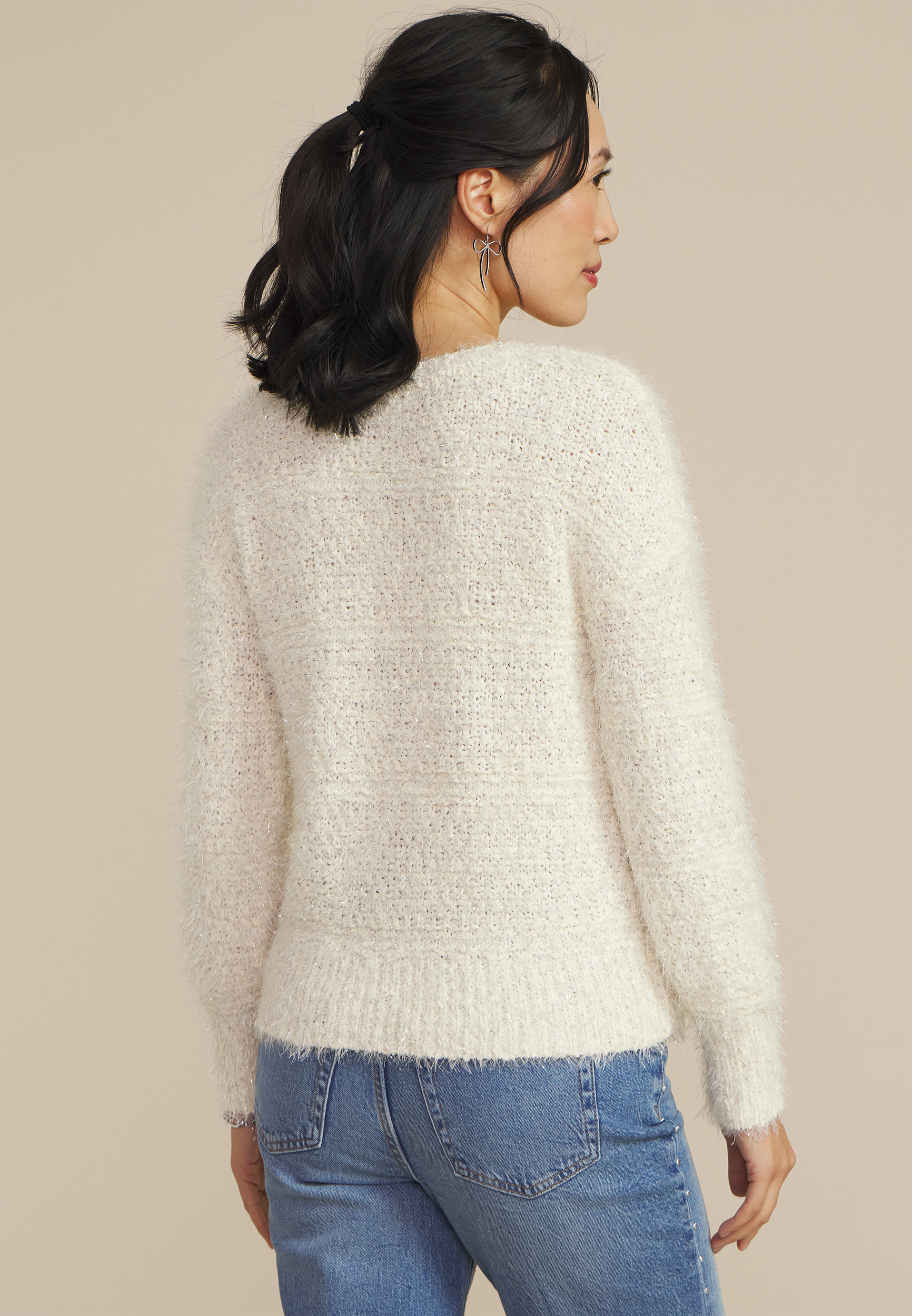Tinsel V Neck Sweater, C2789, large