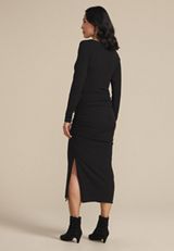 Ruched Long Sleeve Midi Dress, C106, small