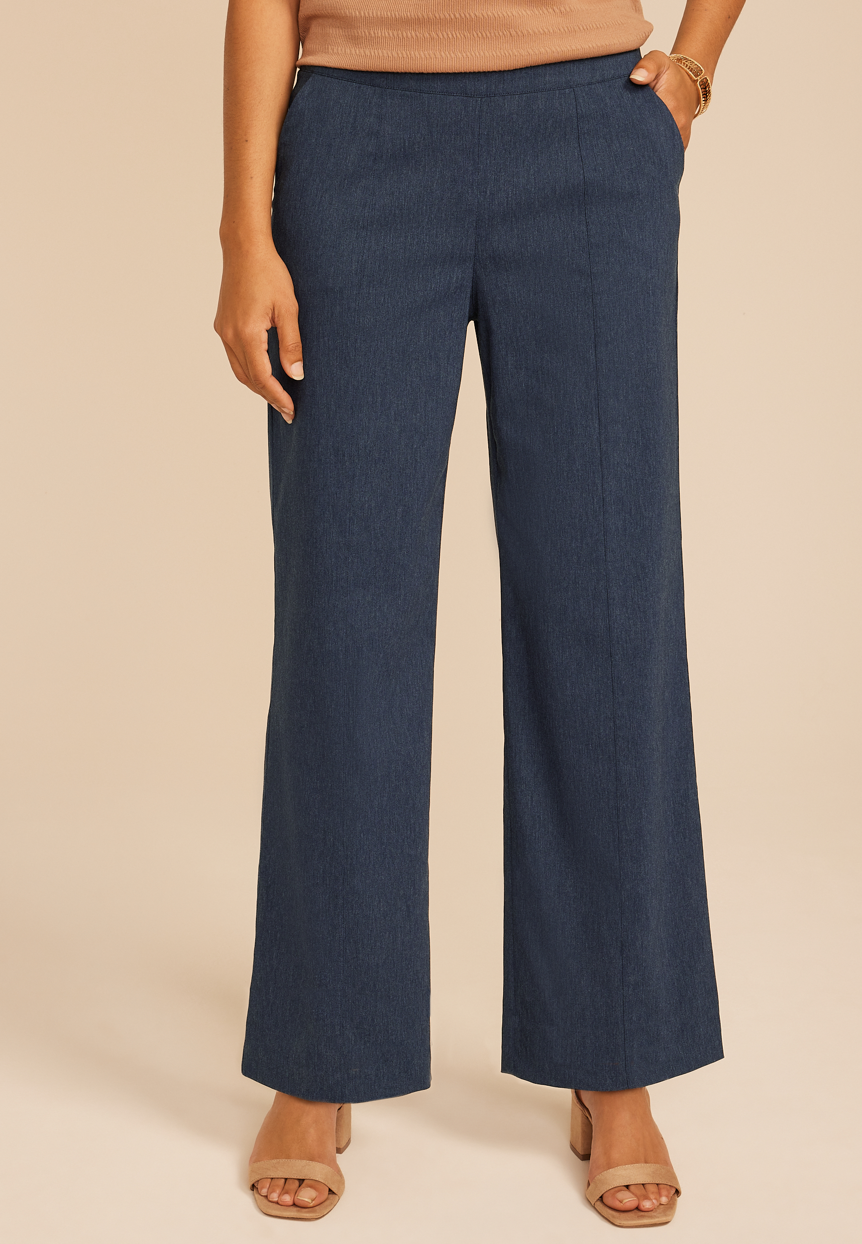 Denim Bengaline Wide Leg Pant