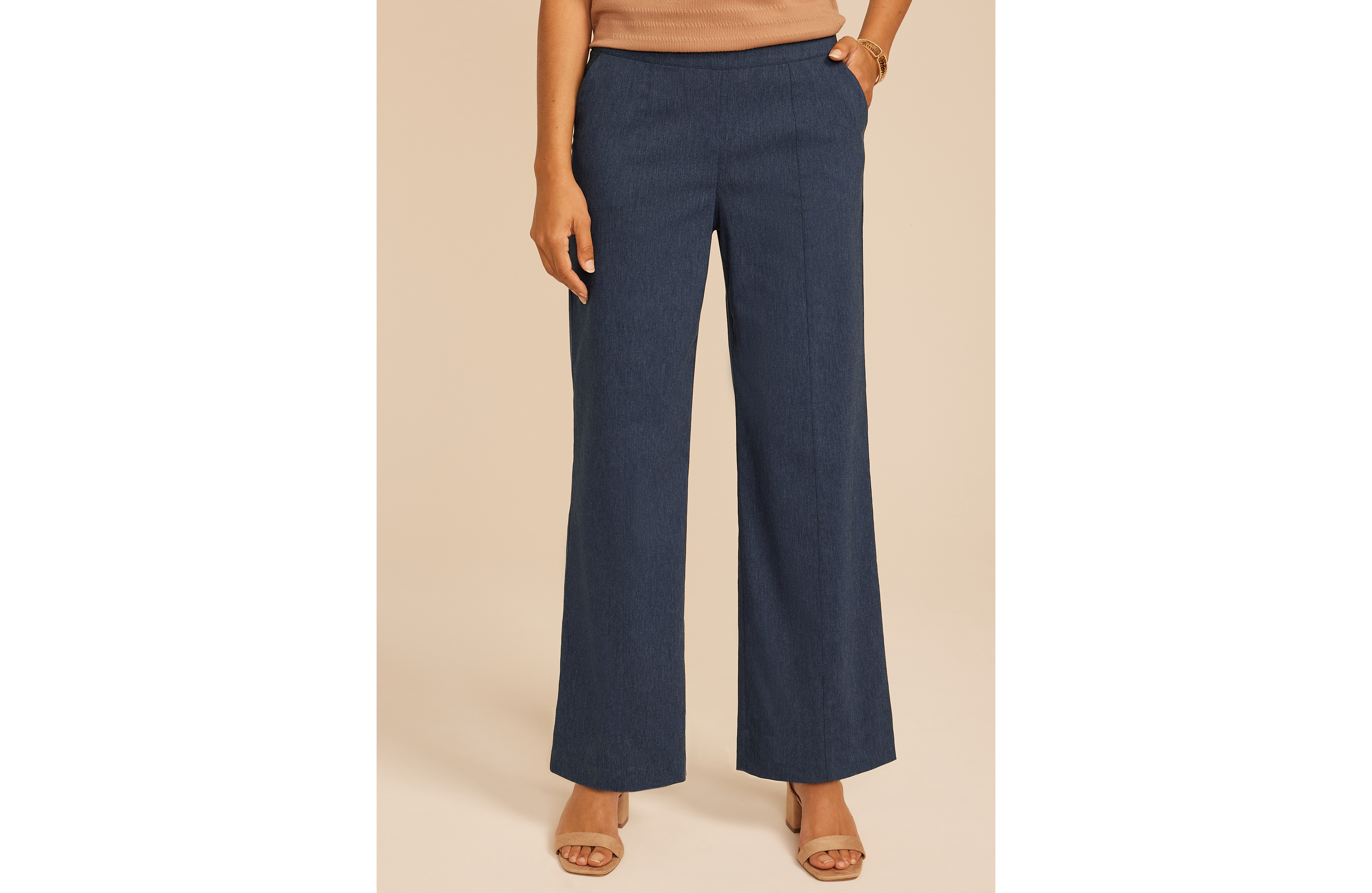 Denim Bengaline Wide Leg Pant