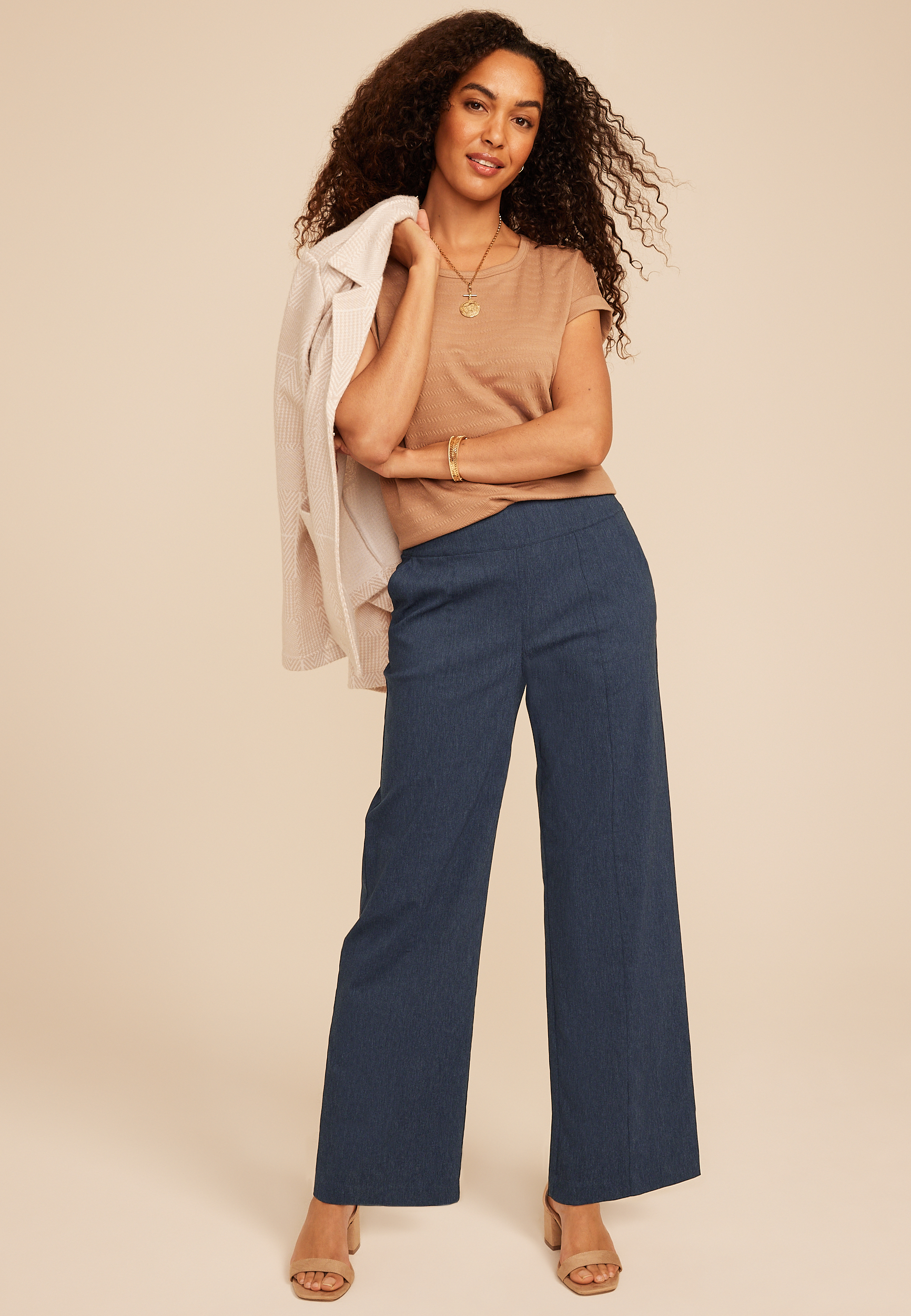 Denim Bengaline Wide Leg Pant