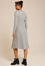 Ribbed Knit Button Front Midi Dress, MEDIUM HEATHER GRAY, small