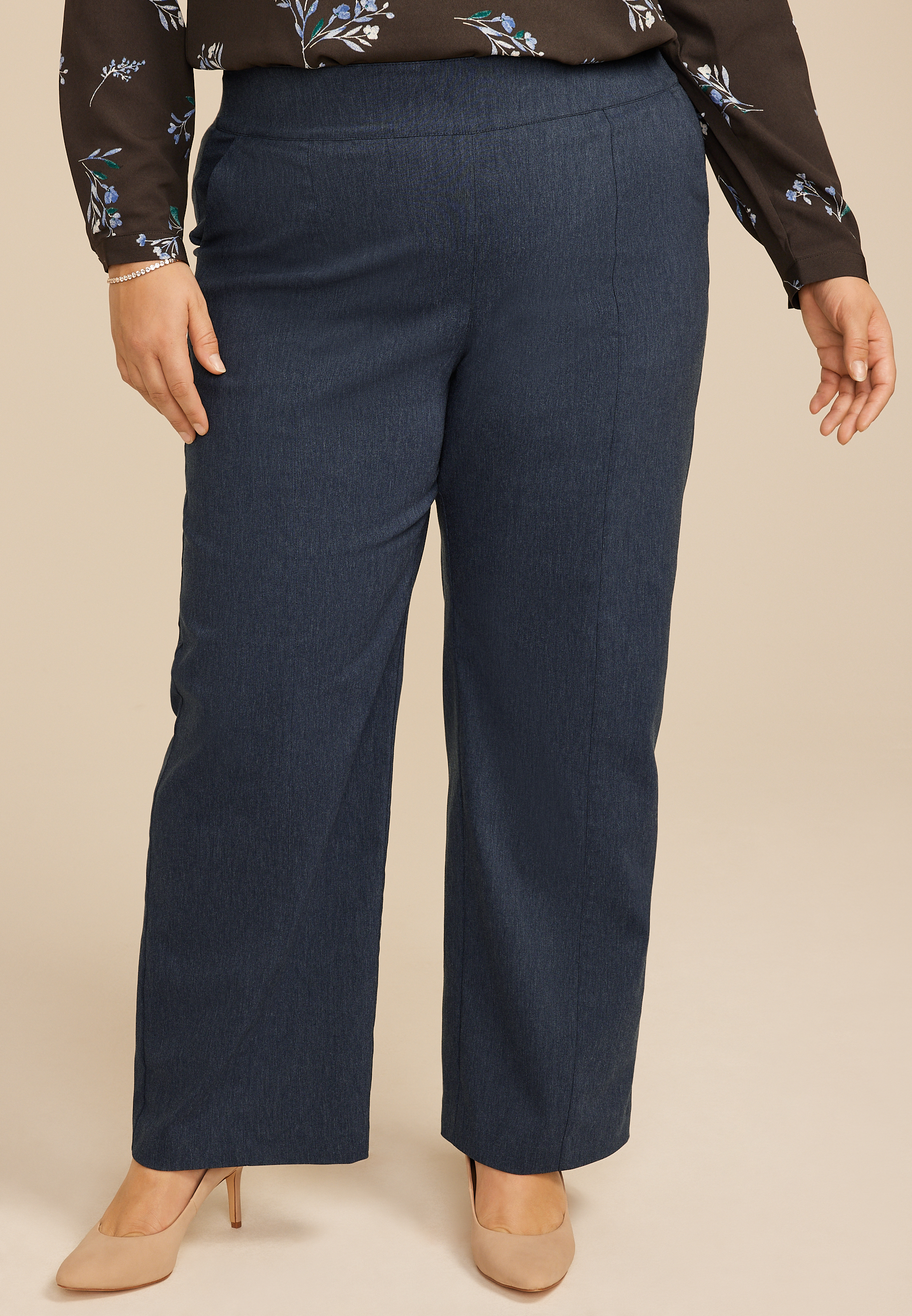 Plus Size Denim Bengaline Wide Leg Pant