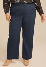 Plus Size Denim Bengaline Wide Leg Pant, C1187, small
