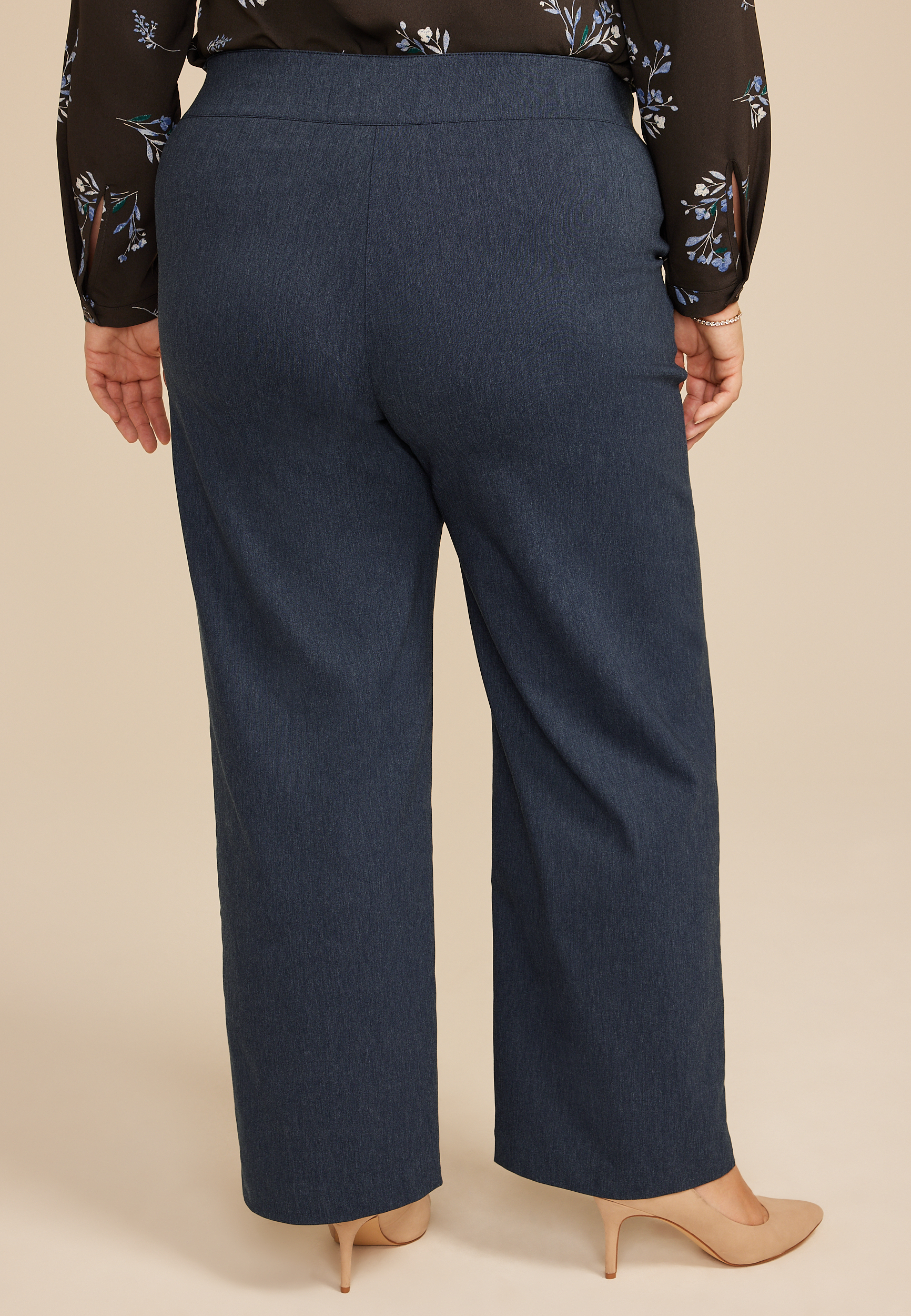 Plus Size Denim Bengaline Wide Leg Pant, C1187, large