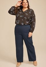 Plus Size Denim Bengaline Wide Leg Pant, C1187, small