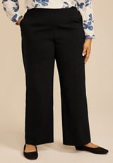 Plus Size Black Bengaline Wide Leg Pant, C106, small