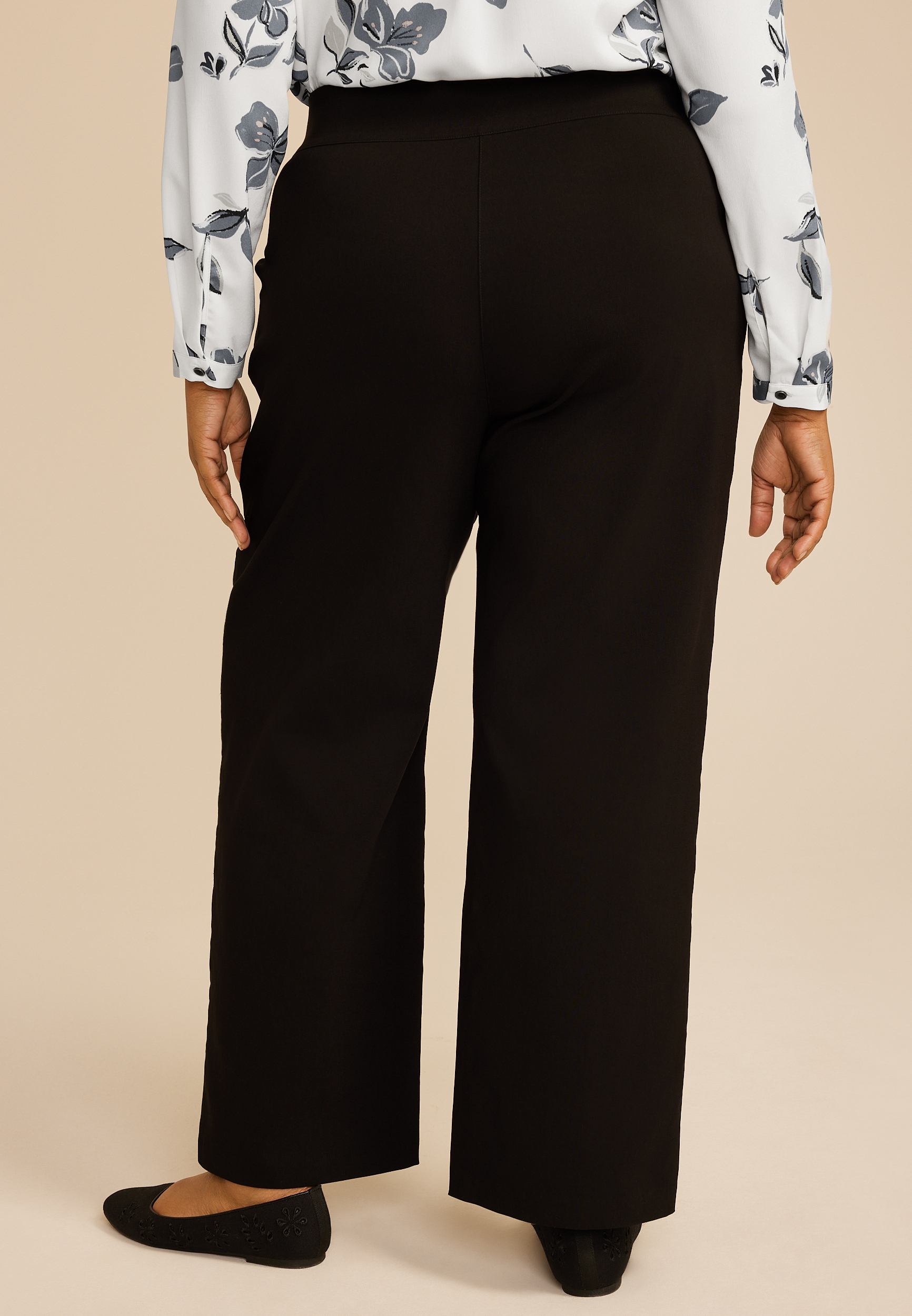 Plus Size Black Bengaline Wide Leg Pant, C106, large