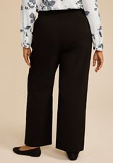 Plus Size Black Bengaline Wide Leg Pant, C106, small