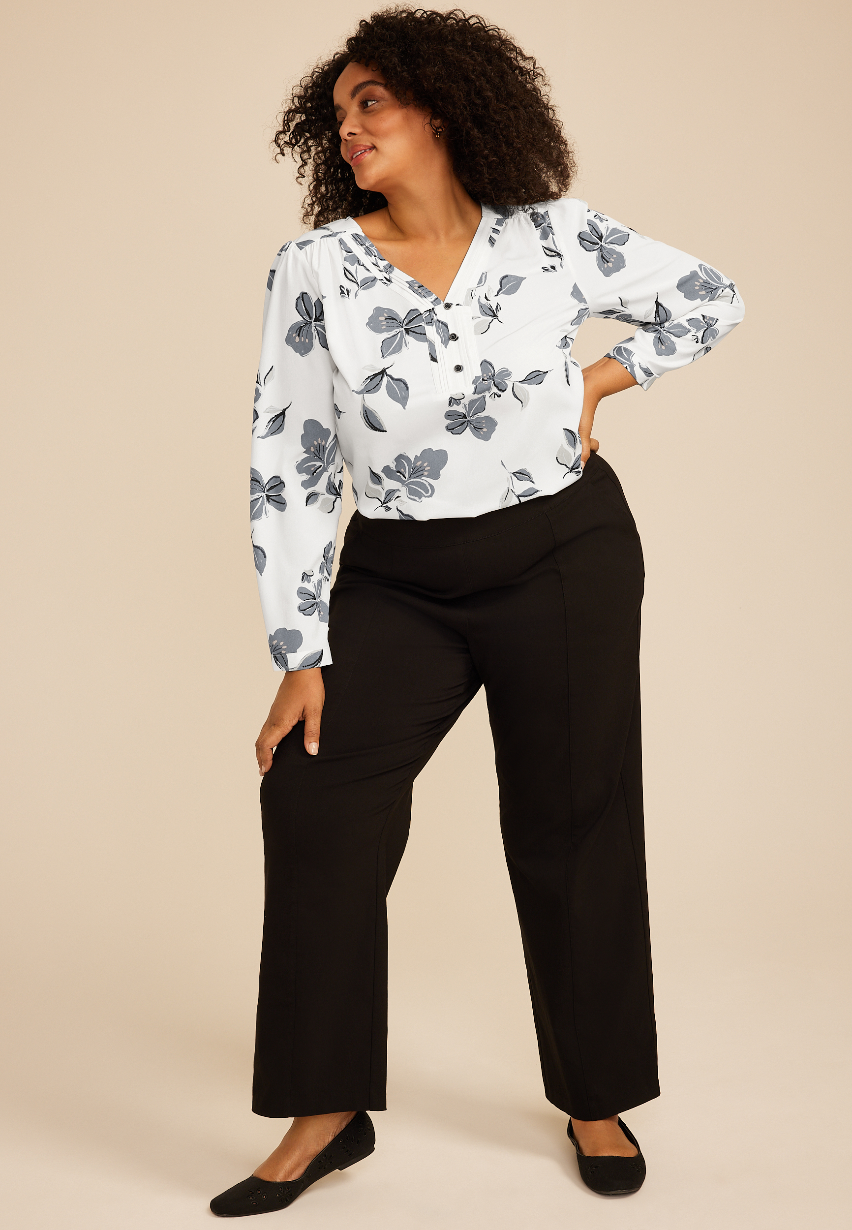 Plus Size Black Bengaline Wide Leg Pant | maurices
