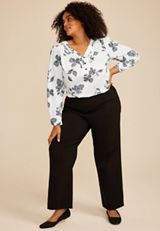 Plus Size Black Bengaline Wide Leg Pant, C106, small