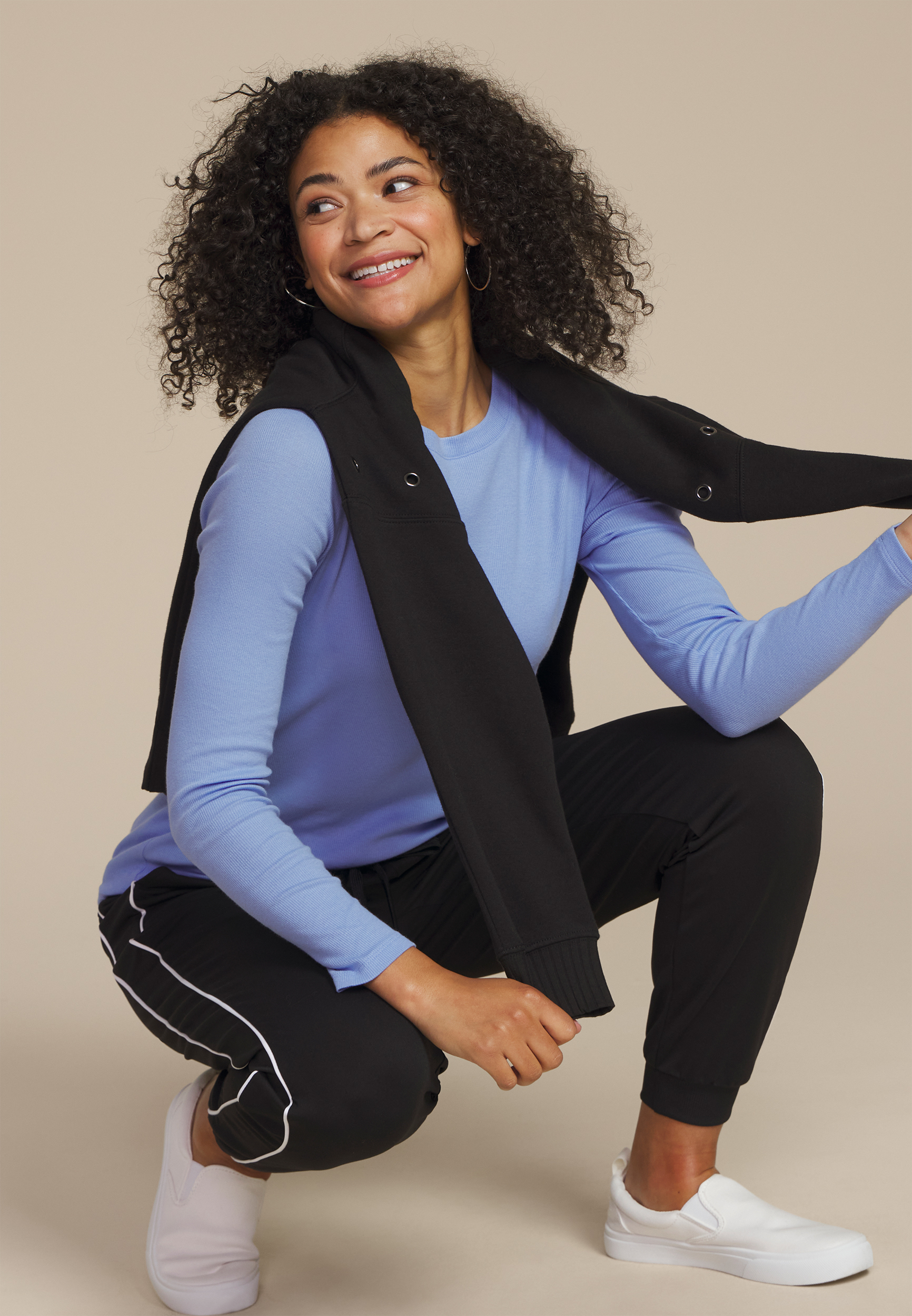 24/7 Ada Ribbed Long Sleeve Tee, C3967, large