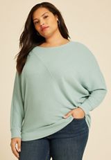 Plus Size 24/7 Dakota Diagonal Seam Long Sleeve Tee, C9826, small