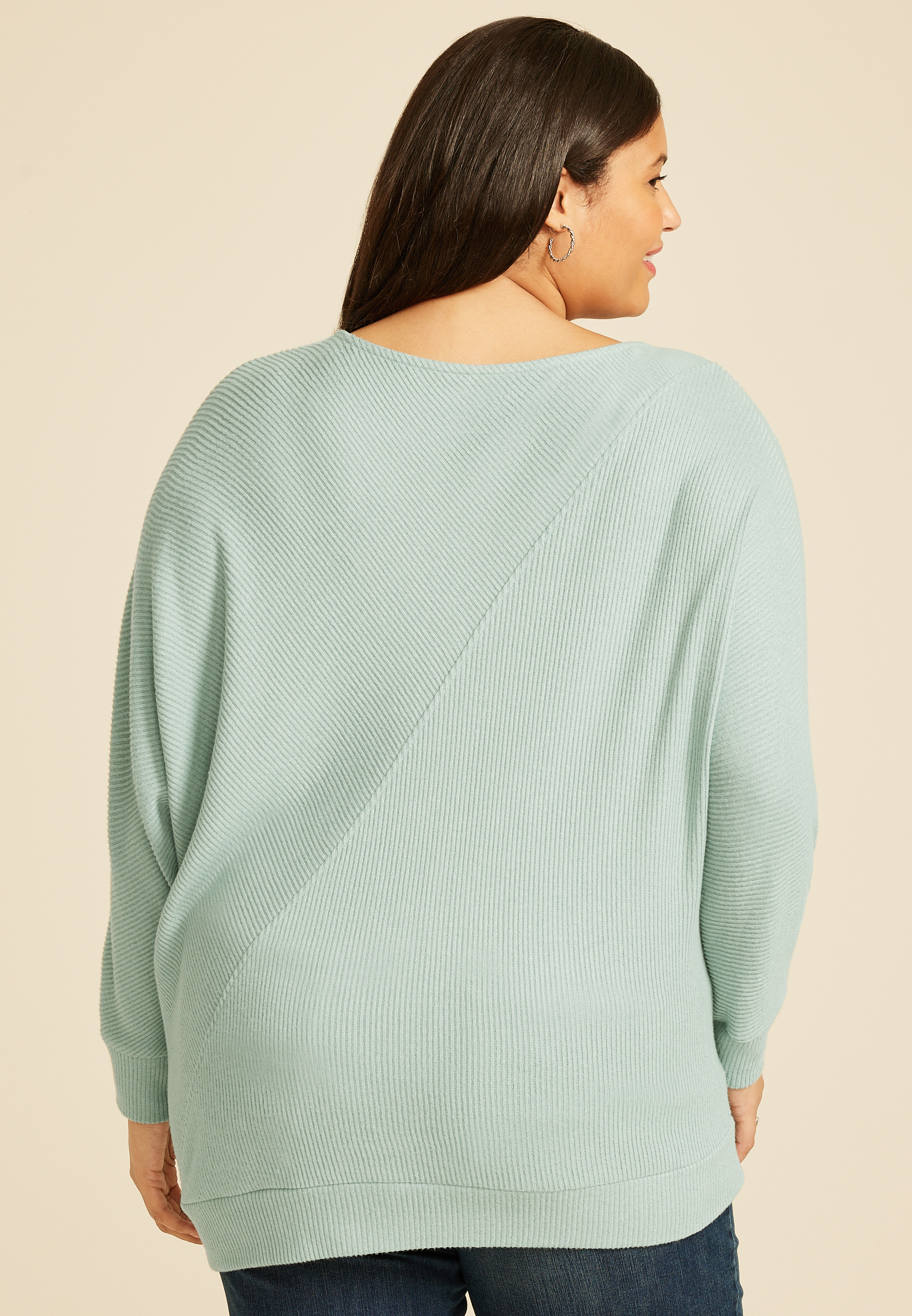 Plus Size 24/7 Dakota Diagonal Seam Long Sleeve Tee, C9826, large