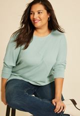 Plus Size 24/7 Dakota Diagonal Seam Long Sleeve Tee, C9826, small