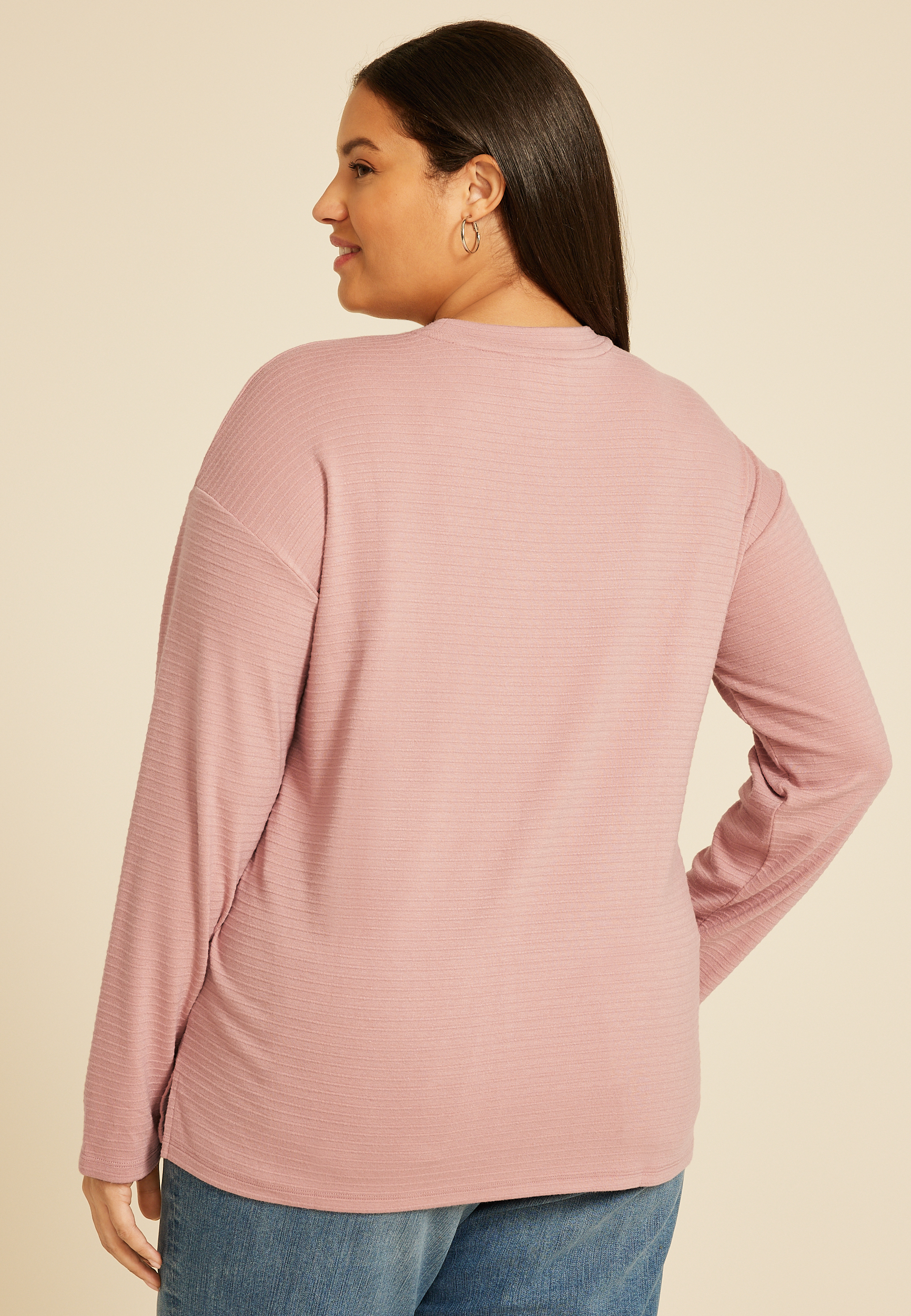 Plus Size 24/7 Ottoman Rib Long Sleeve Tee, C8503, large