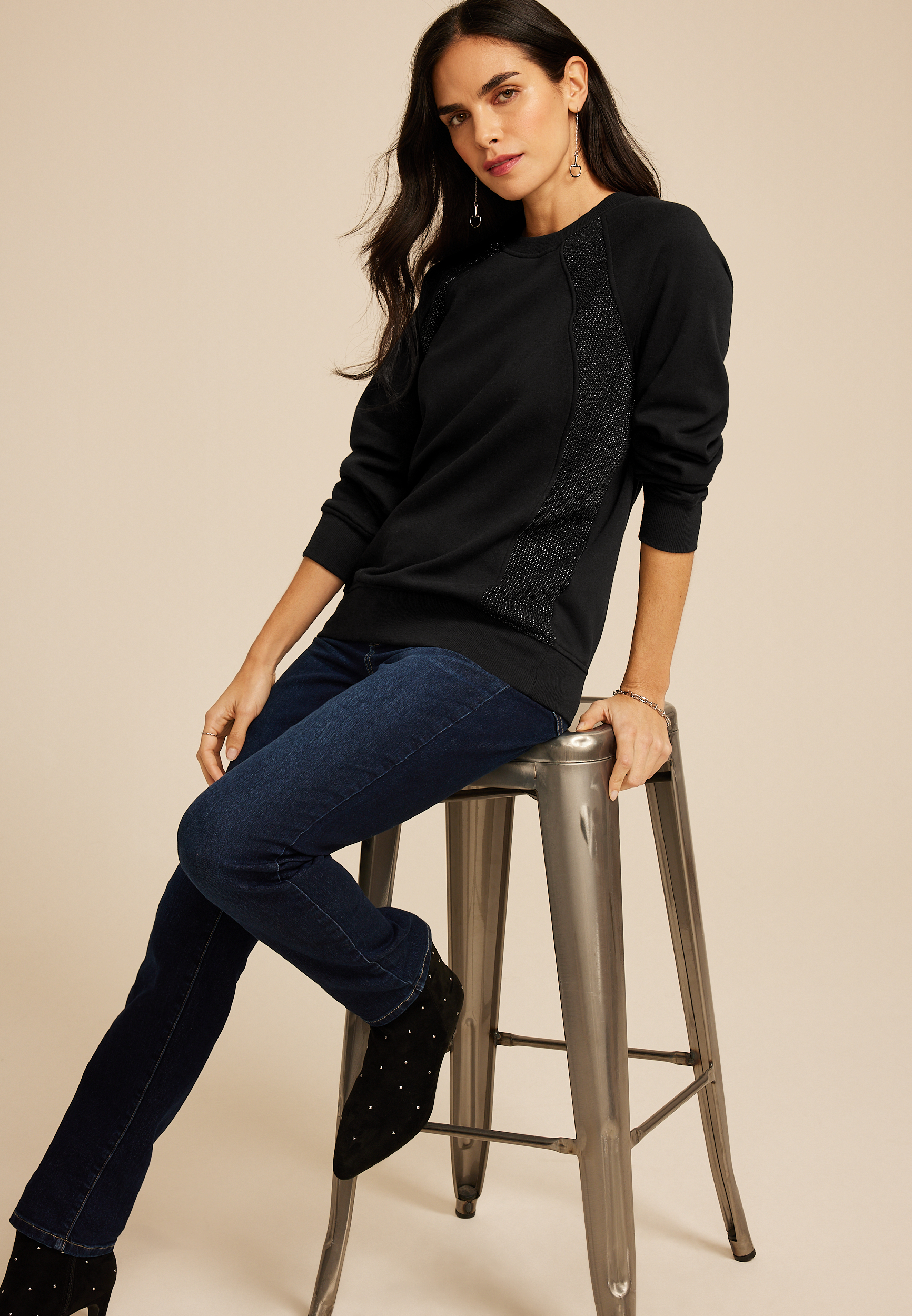 Studio Y Shimmer Tunic Sweatshirt, C106, large