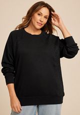 Plus Size Studio Y Black Shimmer Tunic Sweatshirt, C106, small