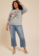 Plus Size Grow In Grace Floral Relaxed Fit Sweatshirt, C3348, small