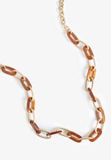 Gold And Torte Link Chain Necklace, GOLD, small