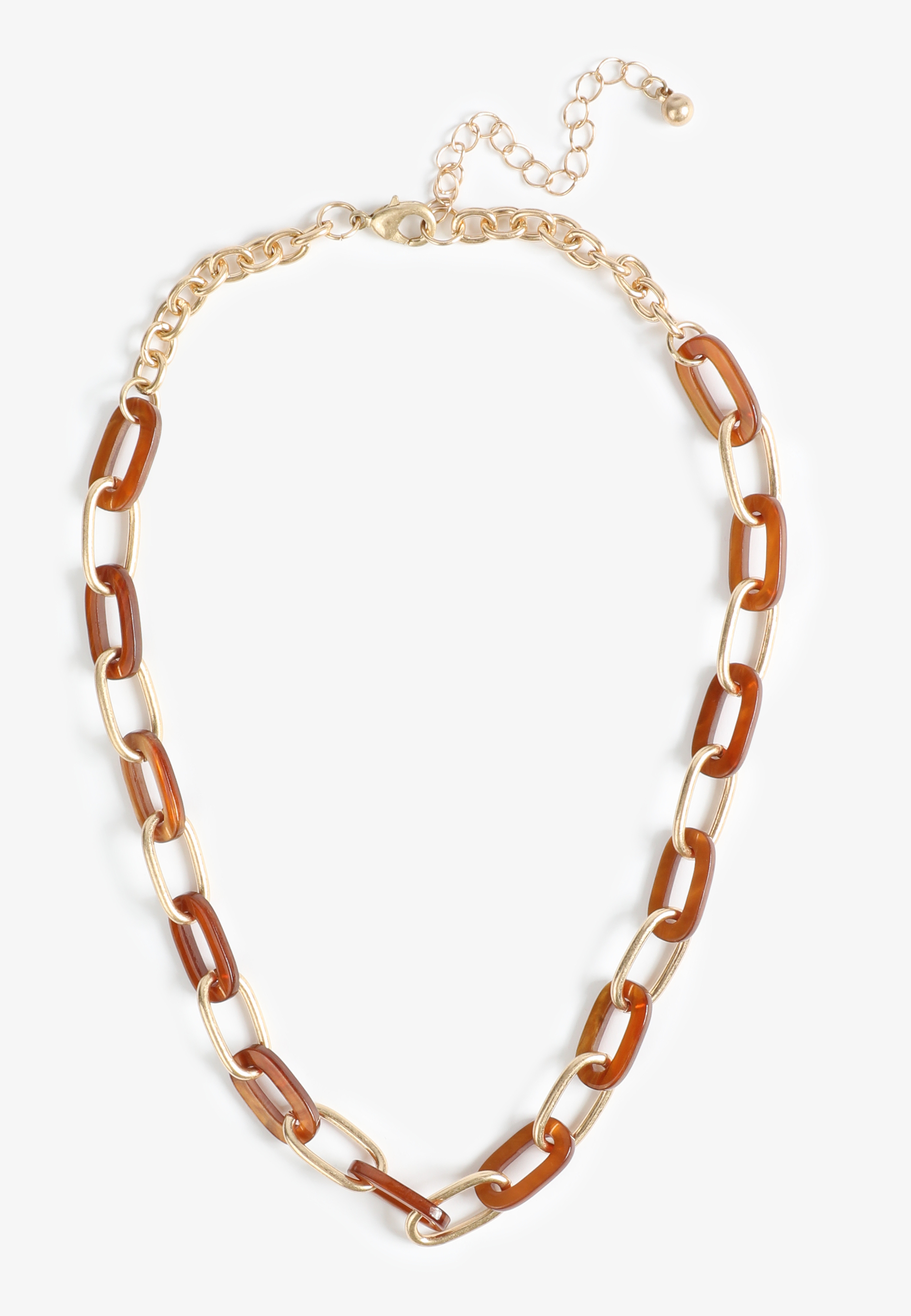 Gold And Torte Link Chain Necklace, GOLD, large