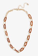 Gold And Torte Link Chain Necklace, GOLD, small