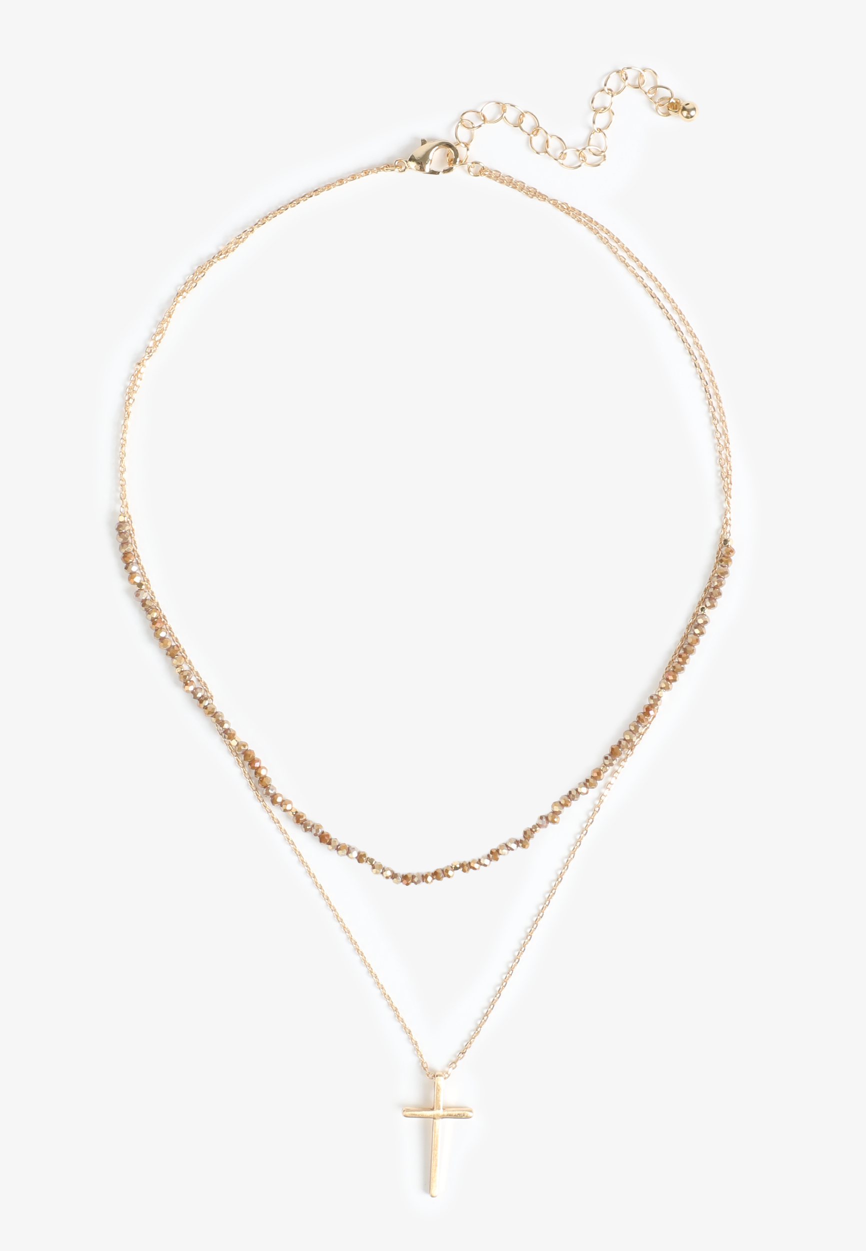 Gold Cross Pendant Layered Necklace, C605, large
