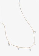 Gold Clear Gemstone Drops Necklace, GOLD, small