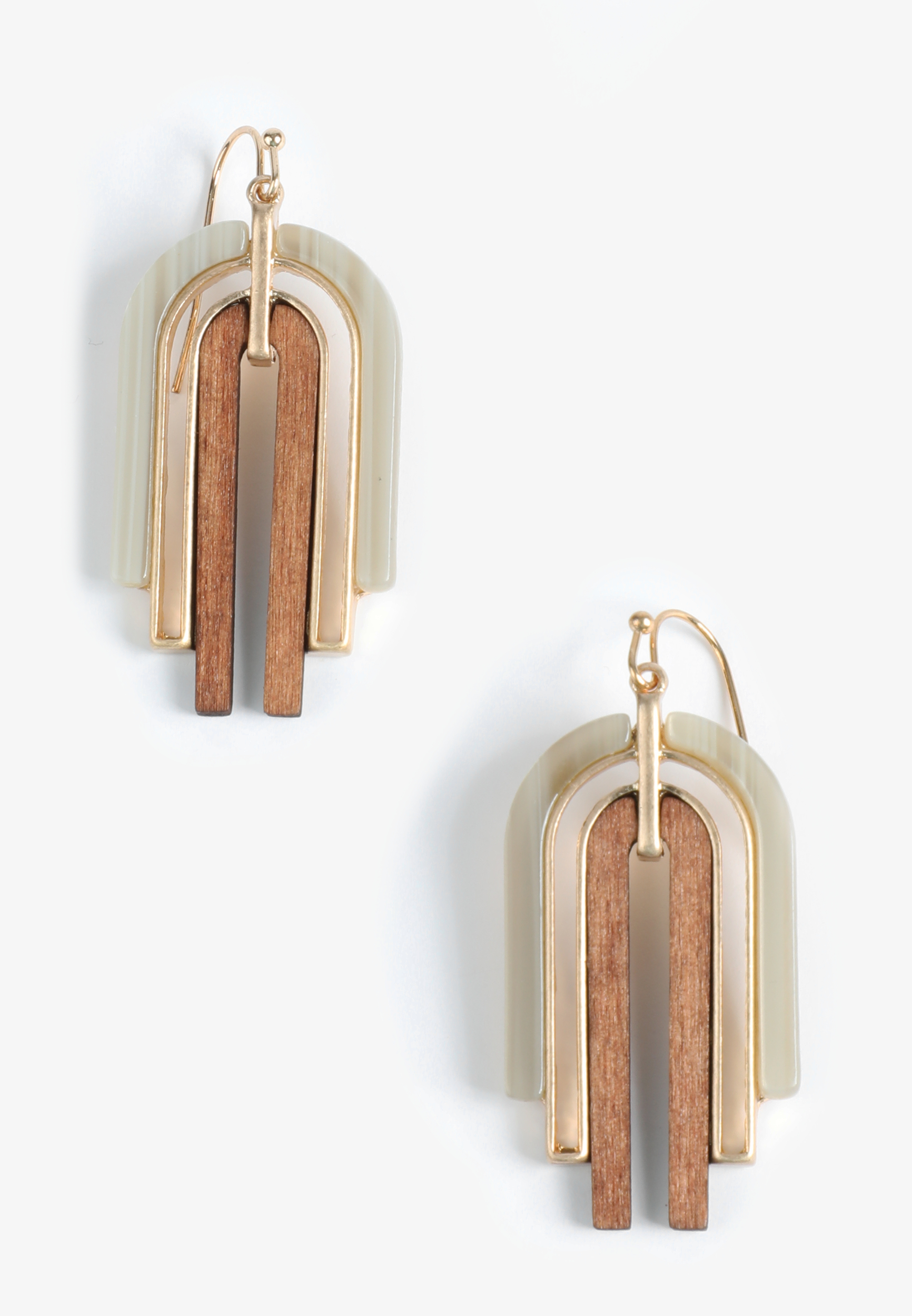 Wood Resin Arch Drop Earrings
