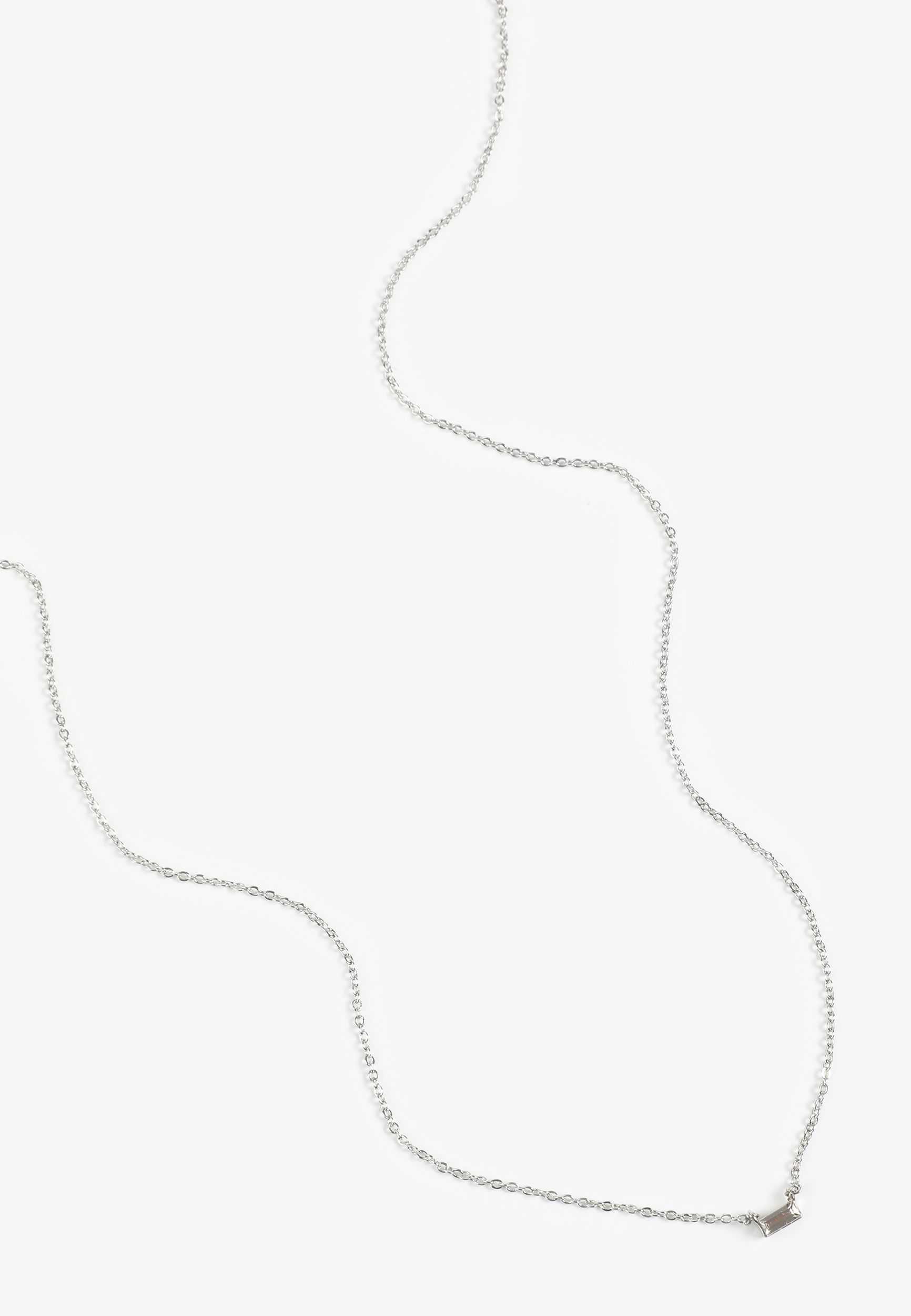 Silver Dainty Rectangle Pendant Necklace