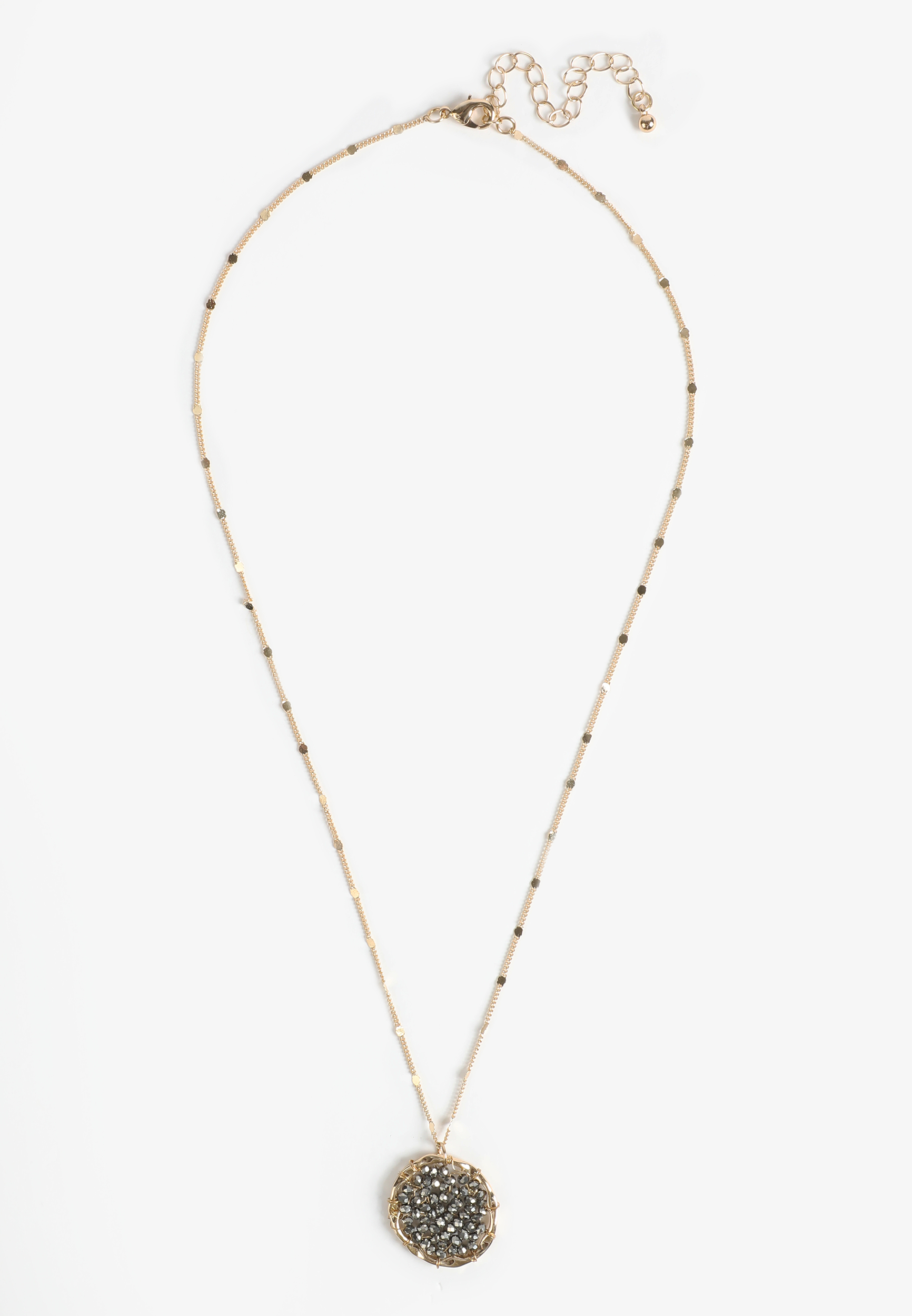 Rectangular Purple Stone Pendant Necklace, GOLD, large