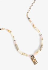 Multicolor Beaded Rectangular Pendant Necklace, MULTI, small